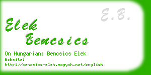 elek bencsics business card